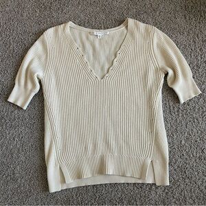 Veronica Beard V Neck Knit Short Sleeve Tee T Shirt Blouse